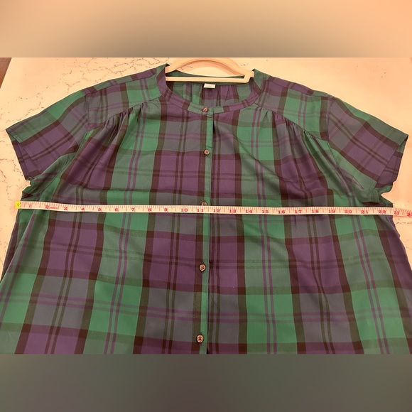 Old Navy Plaid Short Sleeve Blouse Size L - Picture 6 of 6